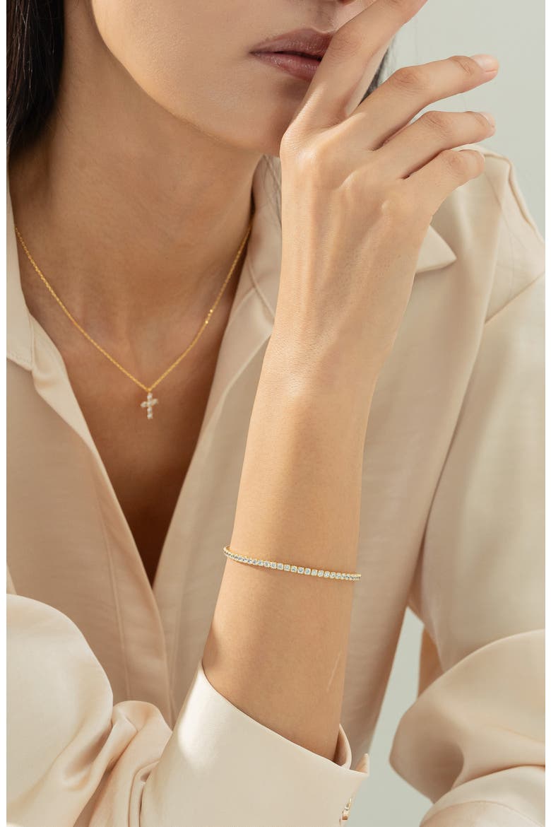 Sterling Silver 18k Gold Plated Cherie Bracelet Minimal Crystal Elegant, Alternate, color, Gold
