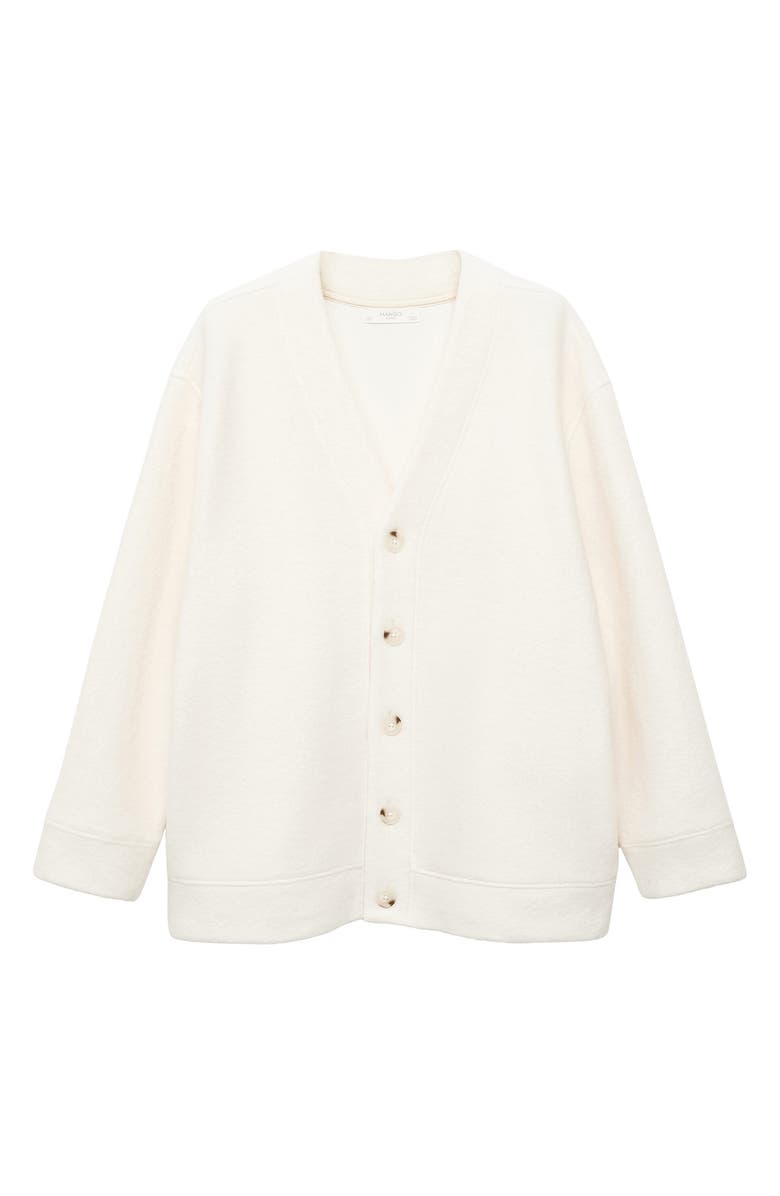 MANGO Cotton & Wool Blend Cardigan, Main, color, Ivory White