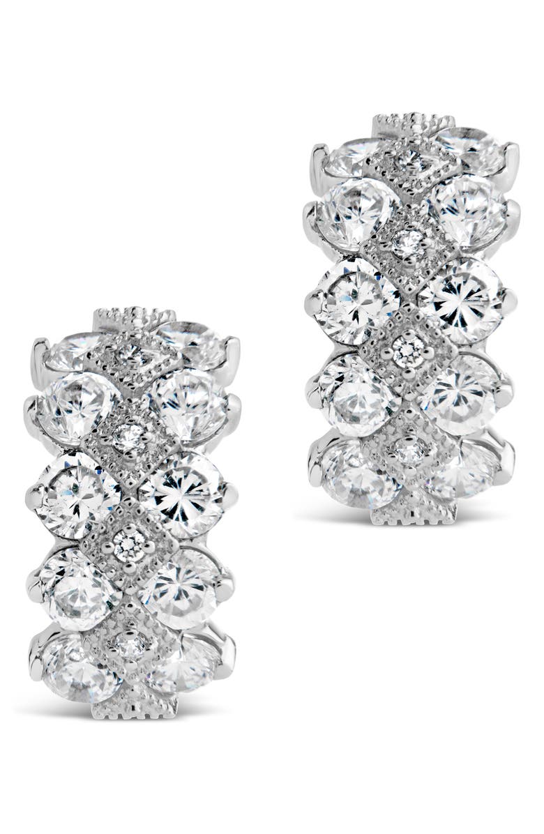 Sterling Forever Lena Cubic Zirconia Hoop Earrings, Alternate, color,