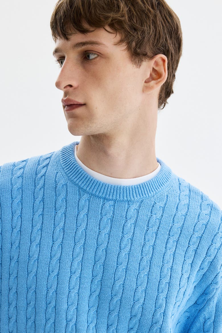 Regular Fit Cable-knit Jumper, Alternate, color, Light blue