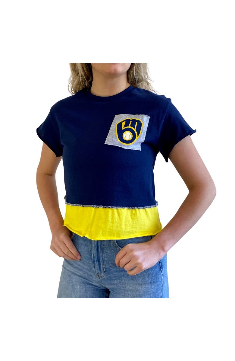REFRIED APPAREL Women's Refried Apparel Navy Milwaukee Brewers Cropped T-Shirt, Alternate, color, 