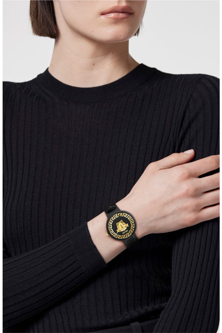 Medusa Pop Silicone Strap Watch, 39mm, Alternate, color, BLACK