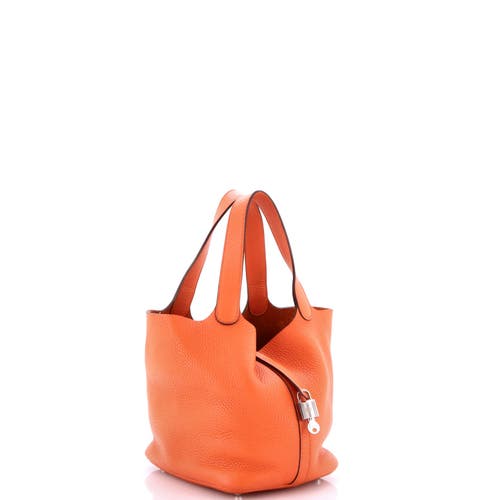 Pre-owned Hermes Hermes Picotin Lock Bag Clemence Mm In Orange