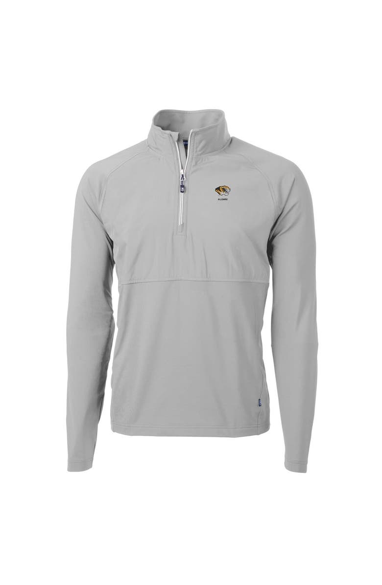 Cutter & Buck Men's Cutter & Buck  Gray Missouri Tigers  Adapt Eco Knit Hybrid Recycled Quarter-Zip Pullover Top, Alternate, color, 