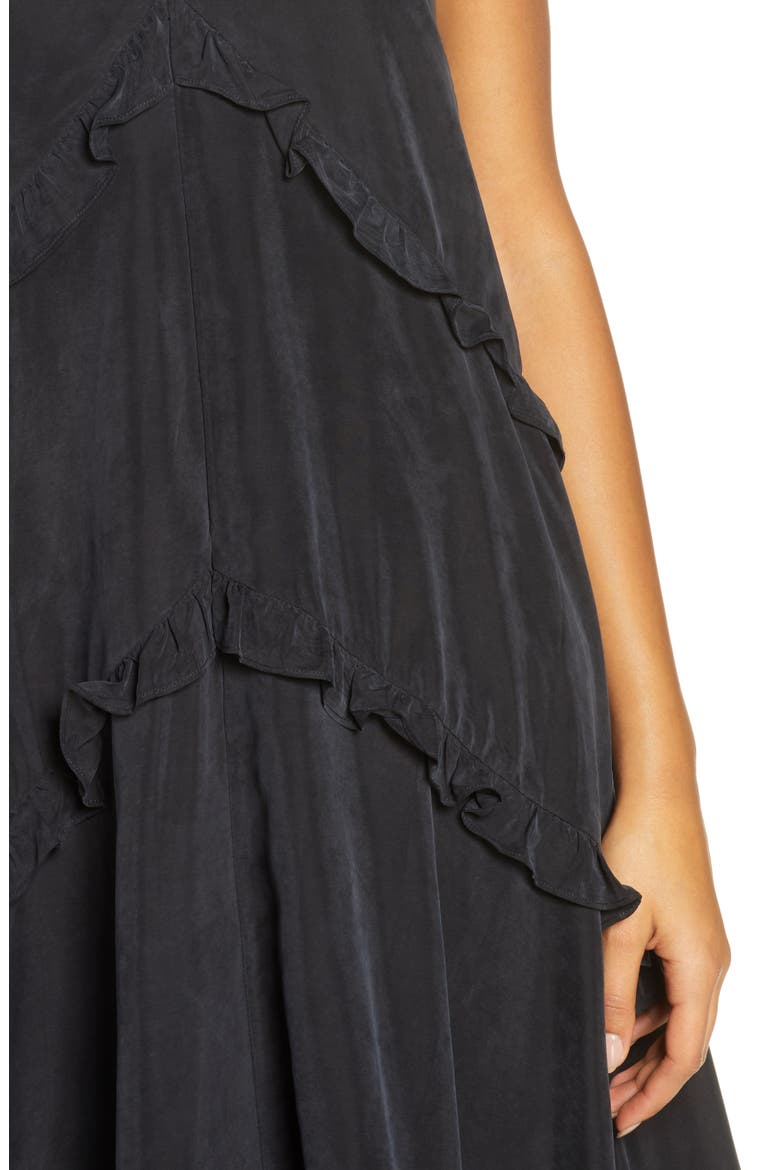 Maise Ruffle High/Low Dress, Alternate, color, ONYX BLACK