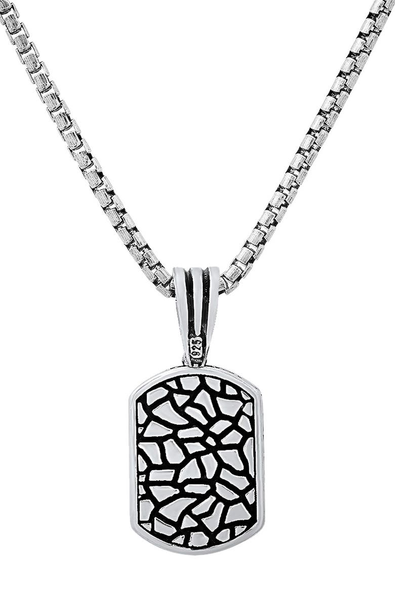 HMY JEWELRY Men's Sterling Silver Pendant Necklace, Main, color, Silver/ Black