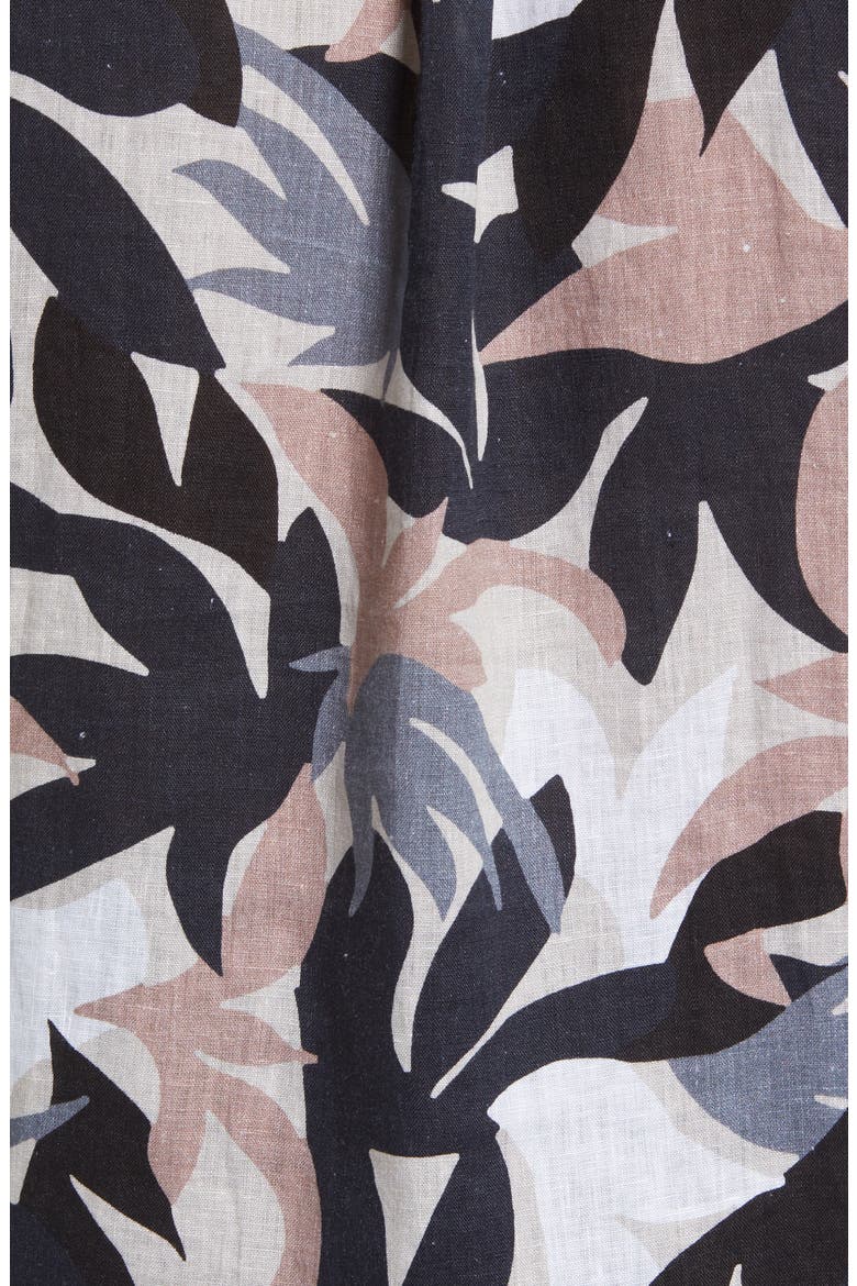 Tyrion Short Sleeve Linen Button-Down Shirt, Alternate, color, NOUGAT PRINT
