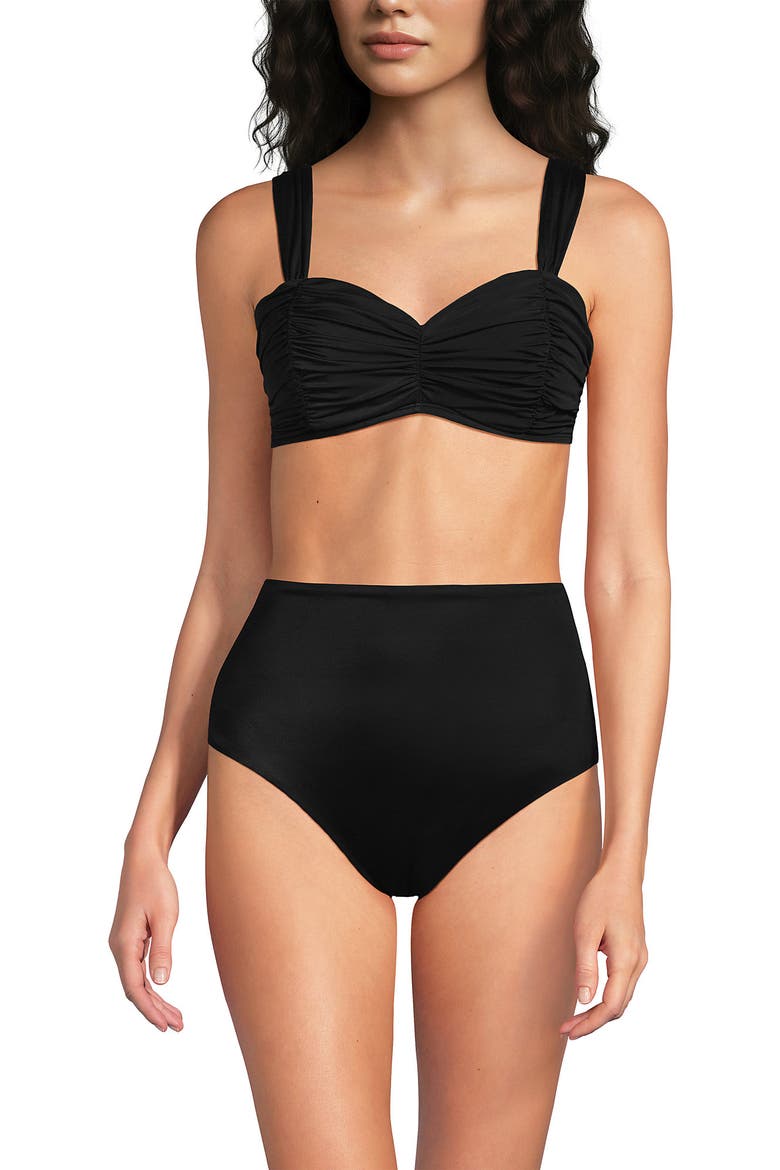 Slender Lite Sweetheart Shirred Bikini Top, Alternate, color, Black