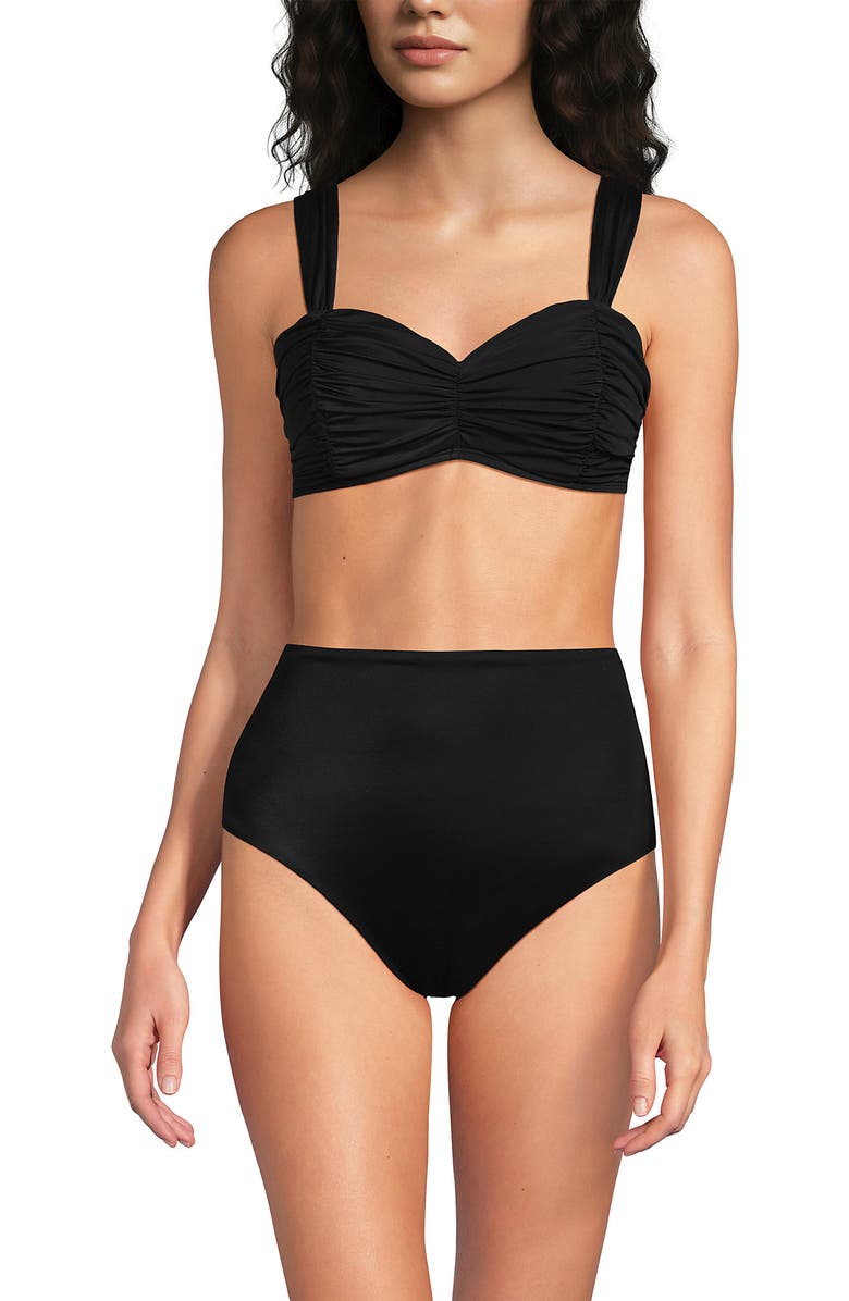 Lands' End Slender Lite Sweetheart Shirred Bikini Top, Alternate, color, Black