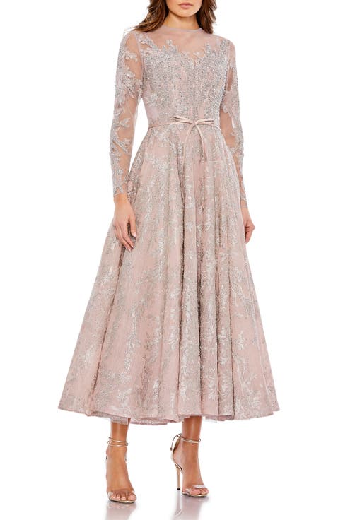 Women’s A-Line Illusion Dress with Embellished Belt