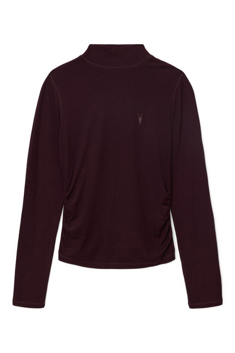 Rina Mock Neck Long Sleeve Rib Top, Alternate, color, OXBLOOD RED