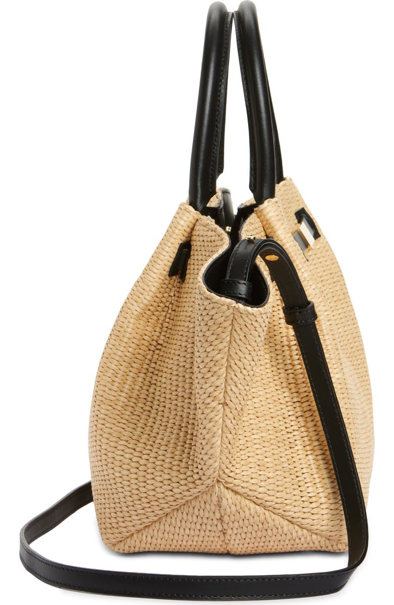 DeMellier Midi New York Straw East/West Tote, Alternate, color, Warm / Black