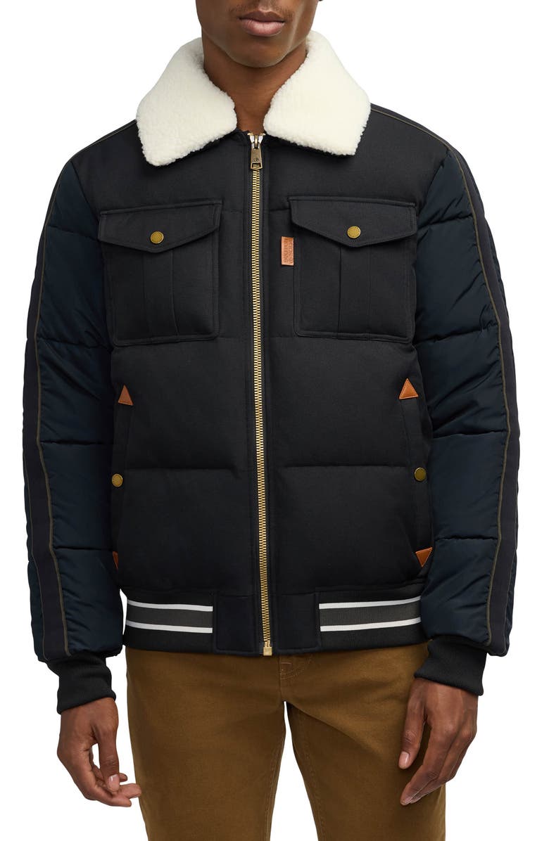 Scotch & Soda Kive Faux Shearling Collar Water Repellent Puffer Jacket, Main, color, 