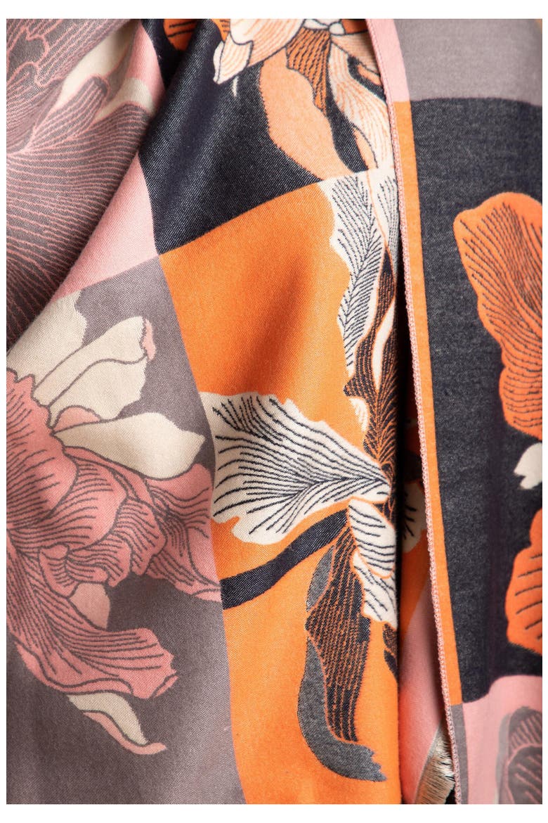 Floral Reversible Scarf, Alternate, color, ORANGE