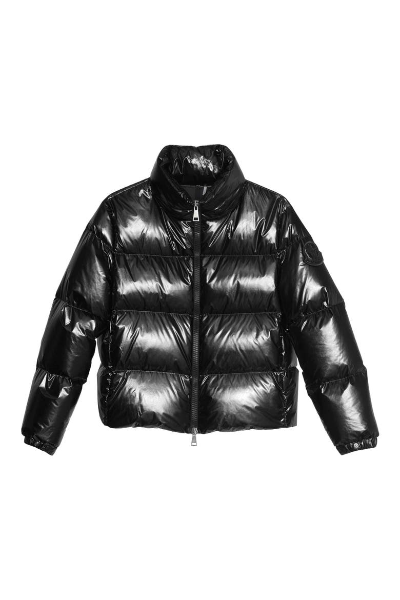 Meuse Laminated Nylon Down Jacket, Alternate, color, BLACK
