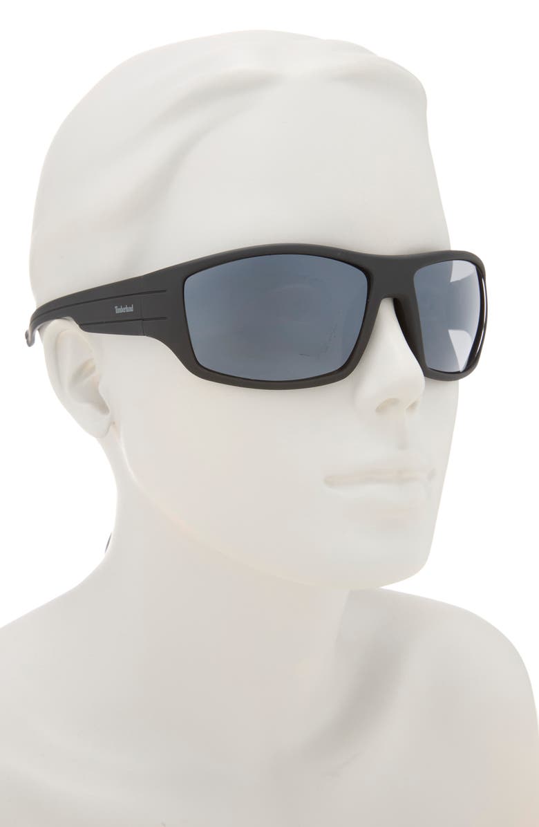 Timberland 63mm Rectangular Sunglasses, Alternate, color, Black/ Other / Smoke Mirror