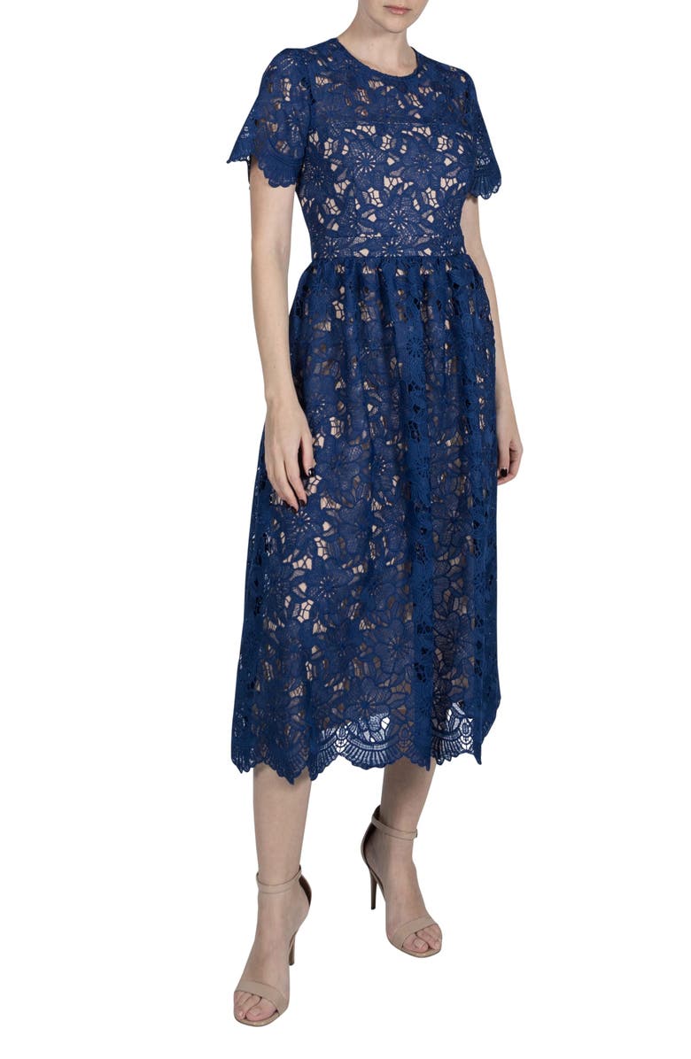 Julia Jordan Floral Lace Cocktail Midi Dress, Main, color,
