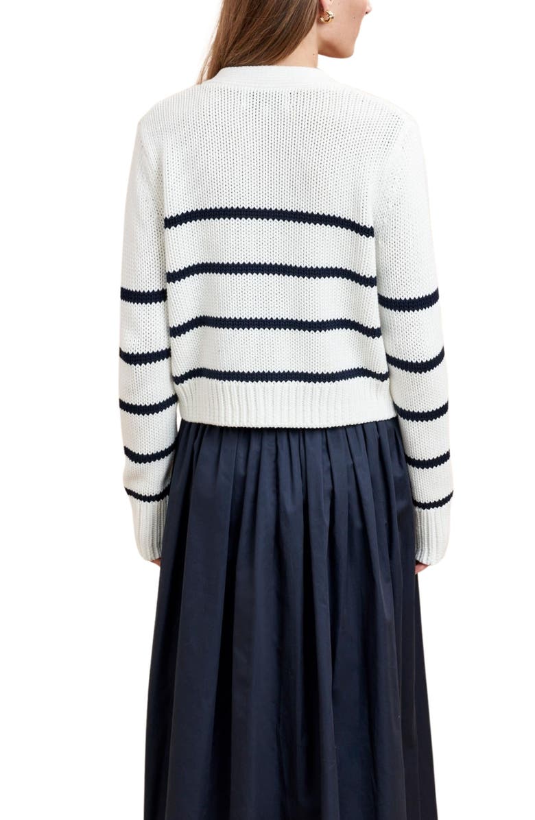 La Ligne Mini Marina Cardigan, Alternate, color, Cream/Navy