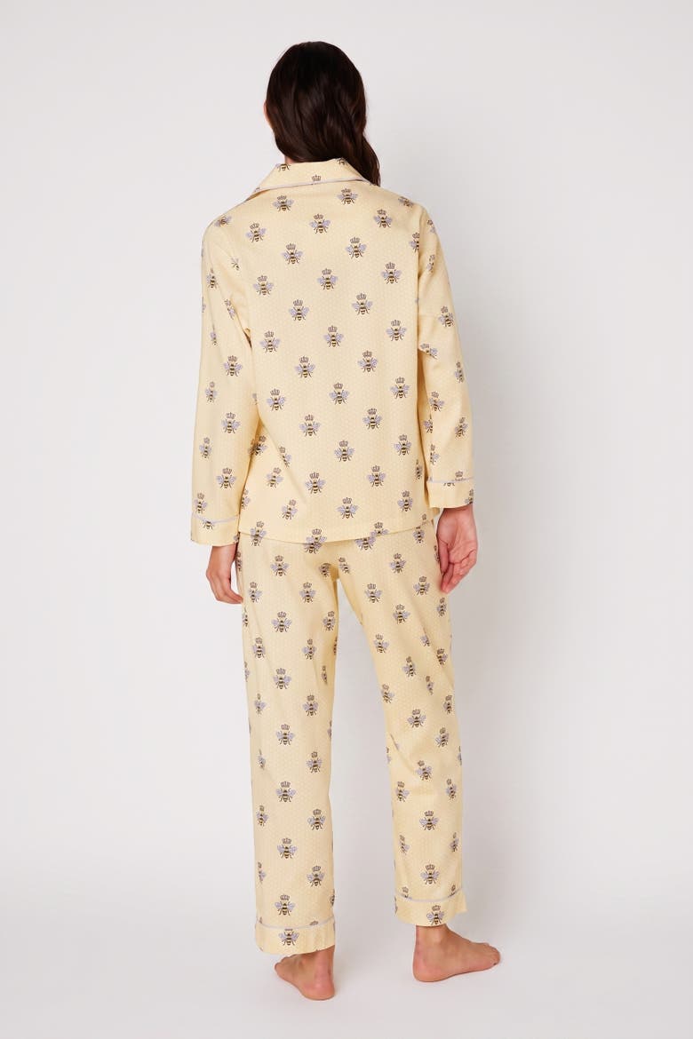Floral Flannel Long-Sleeved Pajama Set, Alternate, color, Queen Bee