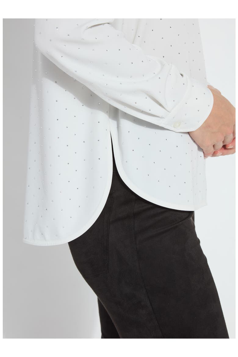 Crystal Embellished Button-Up Shirt, Alternate, color, ICE