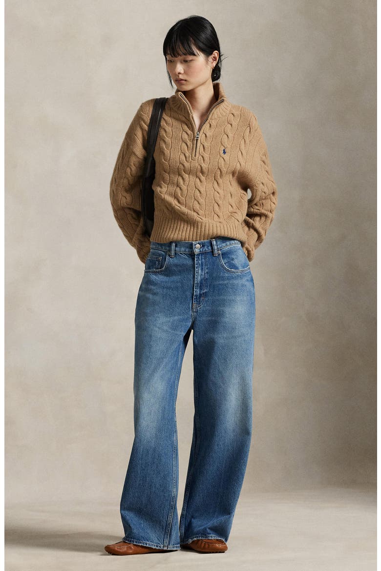 Wool & Cashmere Half Zip Pullover, Alternate, color, CL CAM MEL