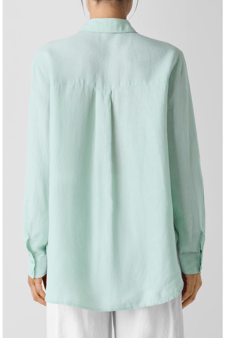 Classic Collar Organic Linen Long Button-Up Shirt, Alternate, color, ABSINTHE