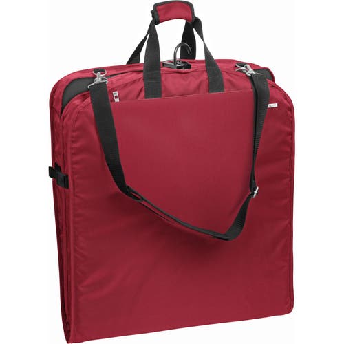 Wallybags 52" Premium Travel Garment Bag With Shoulder Strap And Two Large Pockets In Red