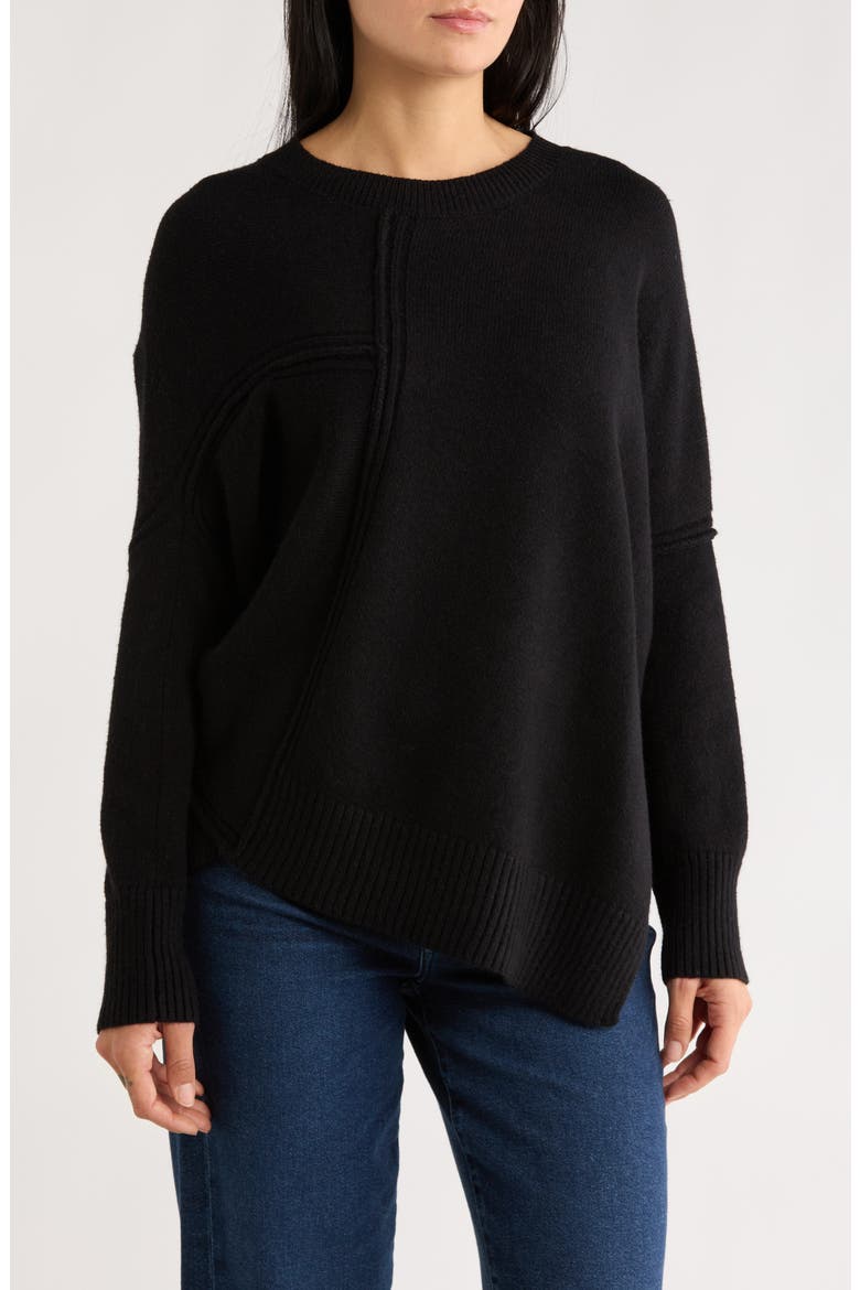 Dolores Asymmetric Hem Sweater, Main, color, BLACK