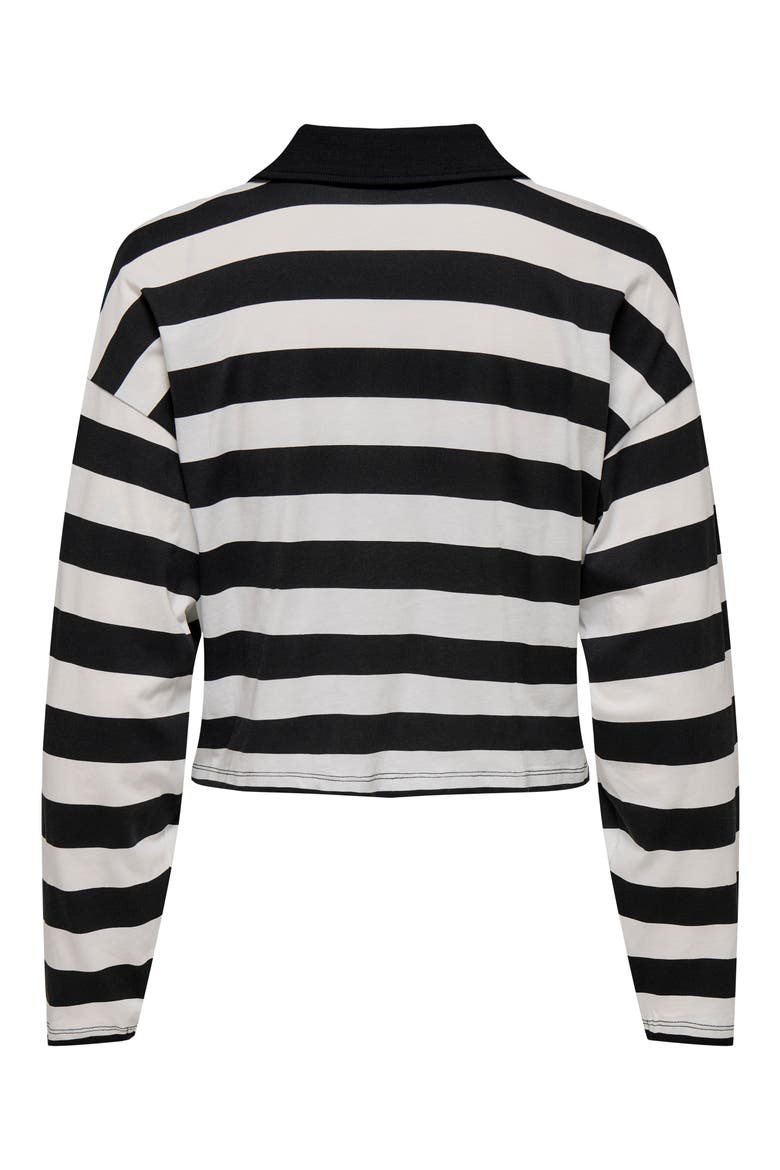 May Life Stripe Boxy Polo Top, Alternate, color, BLACKSTRIPES CLOUD DANCER