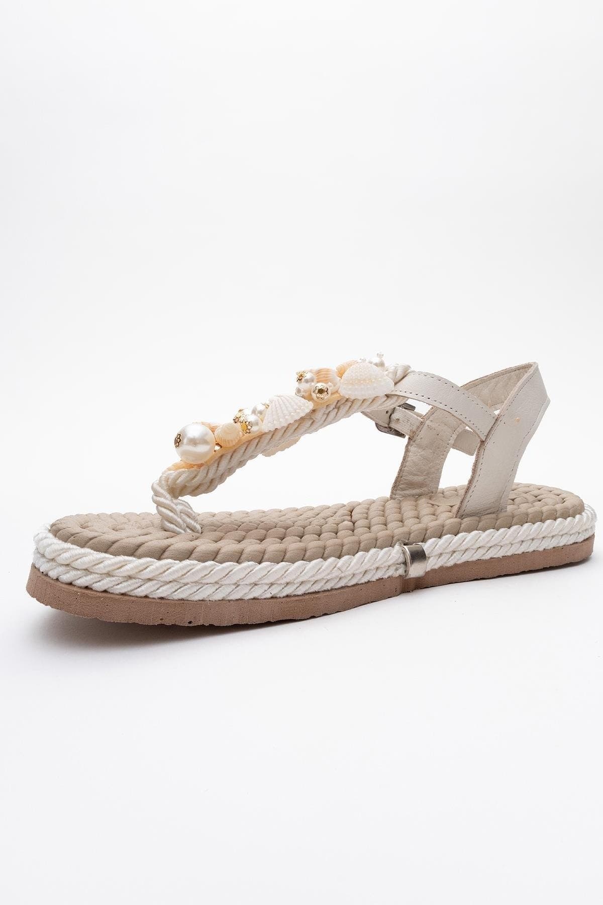 Forever & Always Shoes Lely Leather Thong Sandal, Alternate, color, Beige Leather