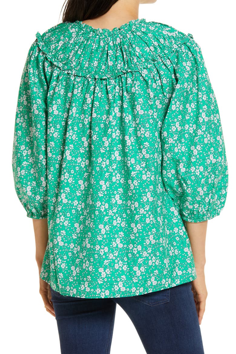 Floral Puff Sleeve Maternity Top, Alternate, color, GREEN