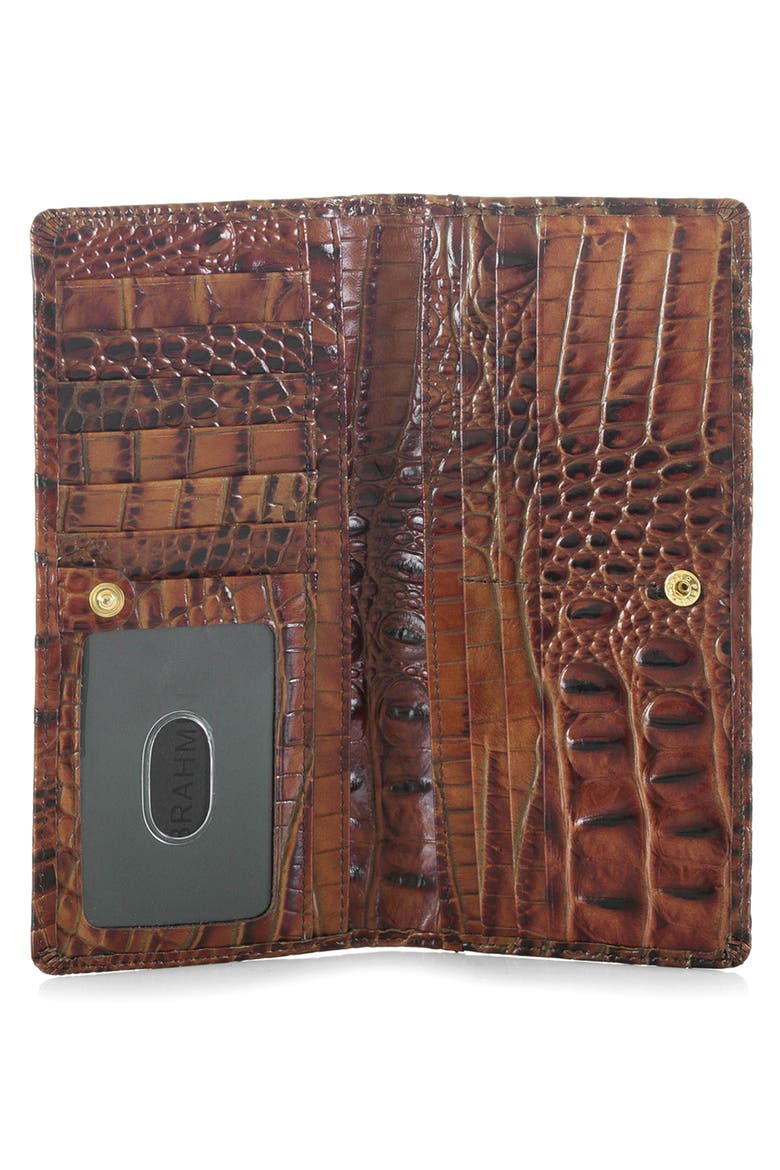 'Ady' Croc Embossed Continental Wallet, Alternate, color, PECAN