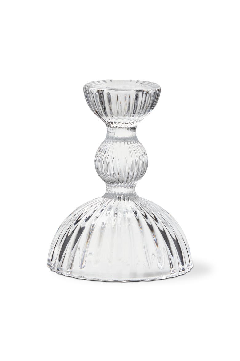 Clear Soda Lime Glass Ella Small Taper Candle Holder 3.62x3.62x4.53 in, Main, color, Clear