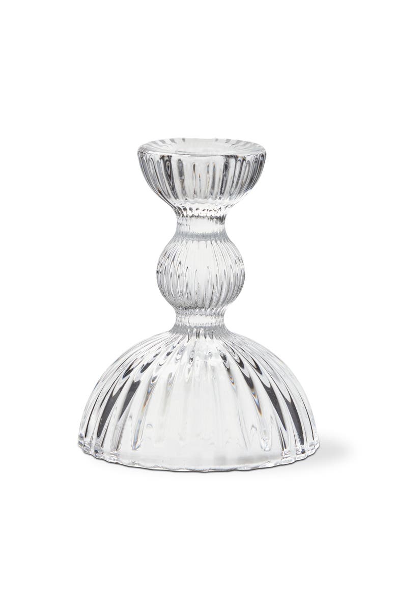 tag Clear Soda Lime Glass Ella Small Taper Candle Holder 3.62x3.62x4.53 in, Main, color, Clear