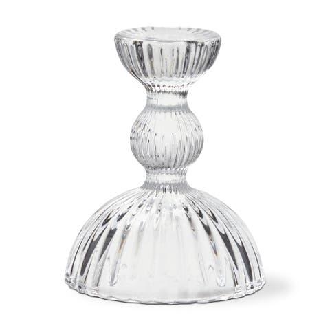 Clear Soda Lime Glass Ella Small Taper Candle Holder 3.62x3.62x4.53 in
