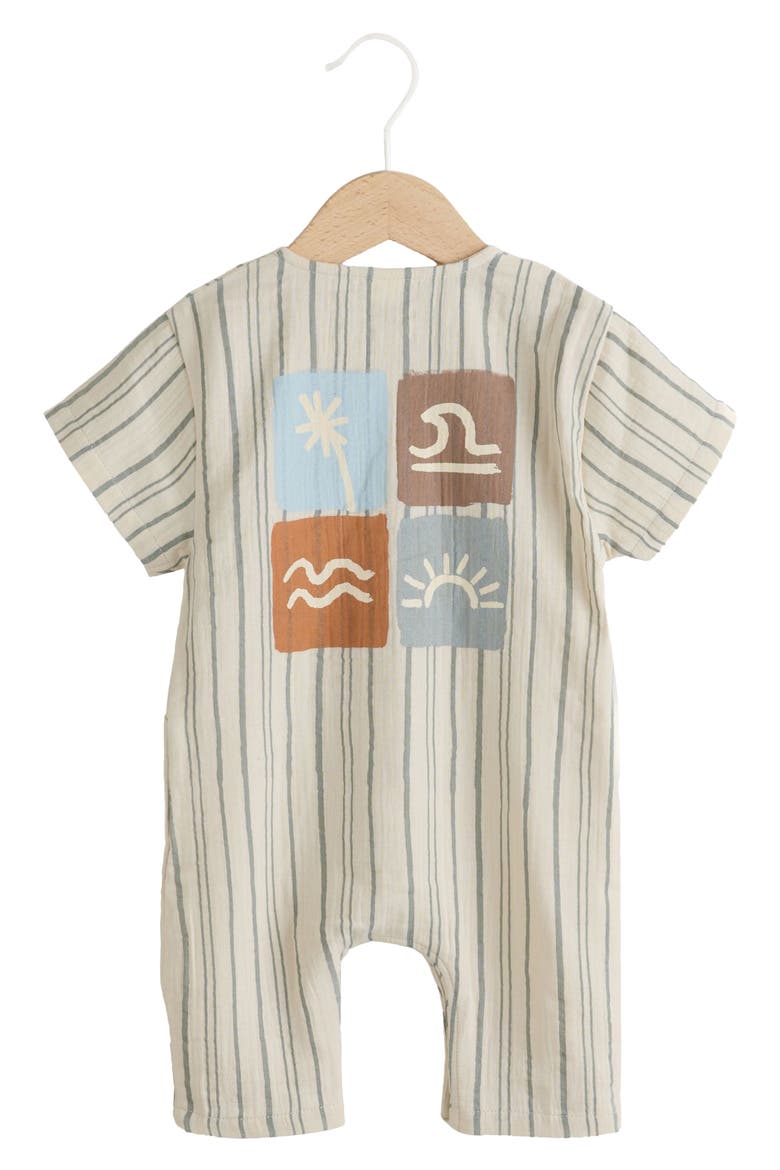 Seaside Woven Cotton Romper, Alternate, color, GREY