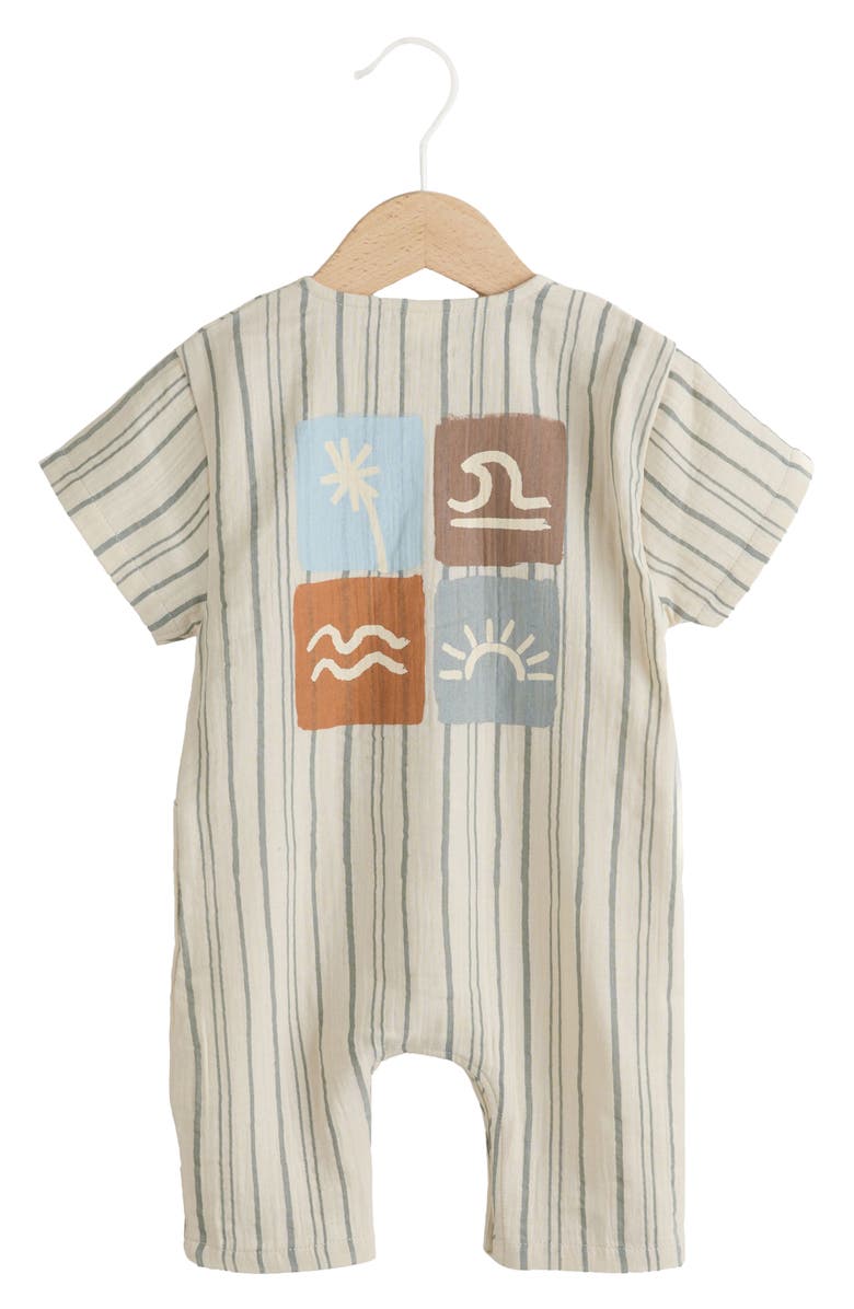 NEXT Seaside Woven Cotton Romper, Alternate, color, Grey
