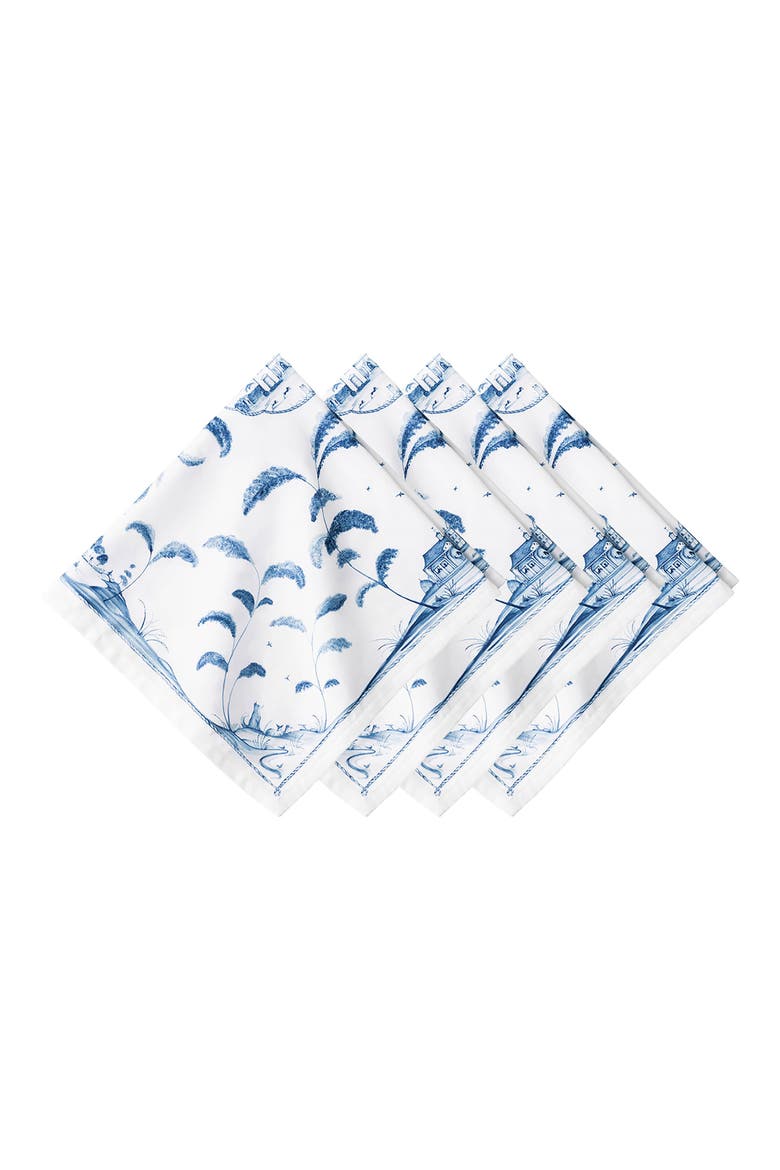 Country Estate Set of 4 Cotton Sateen Napkins, Main, color, DELFT BLUE