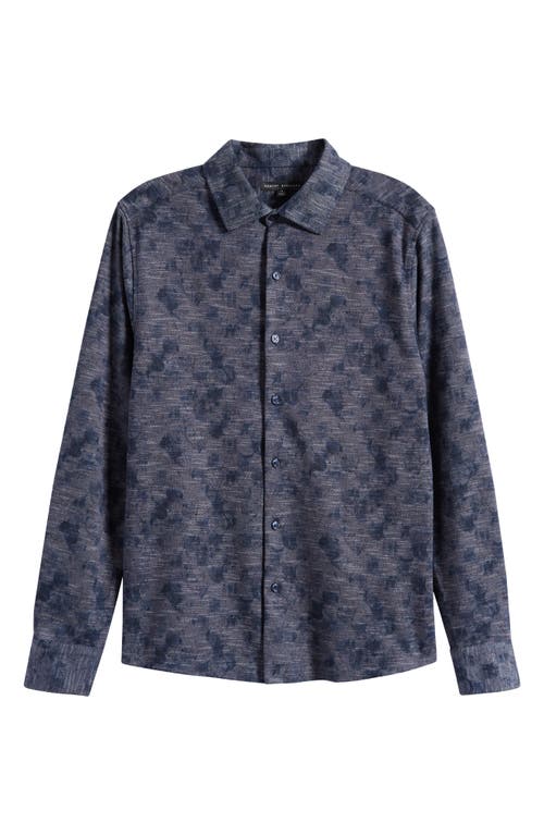 Robert Barakett Zander Knit Button-up Shirt In Blue