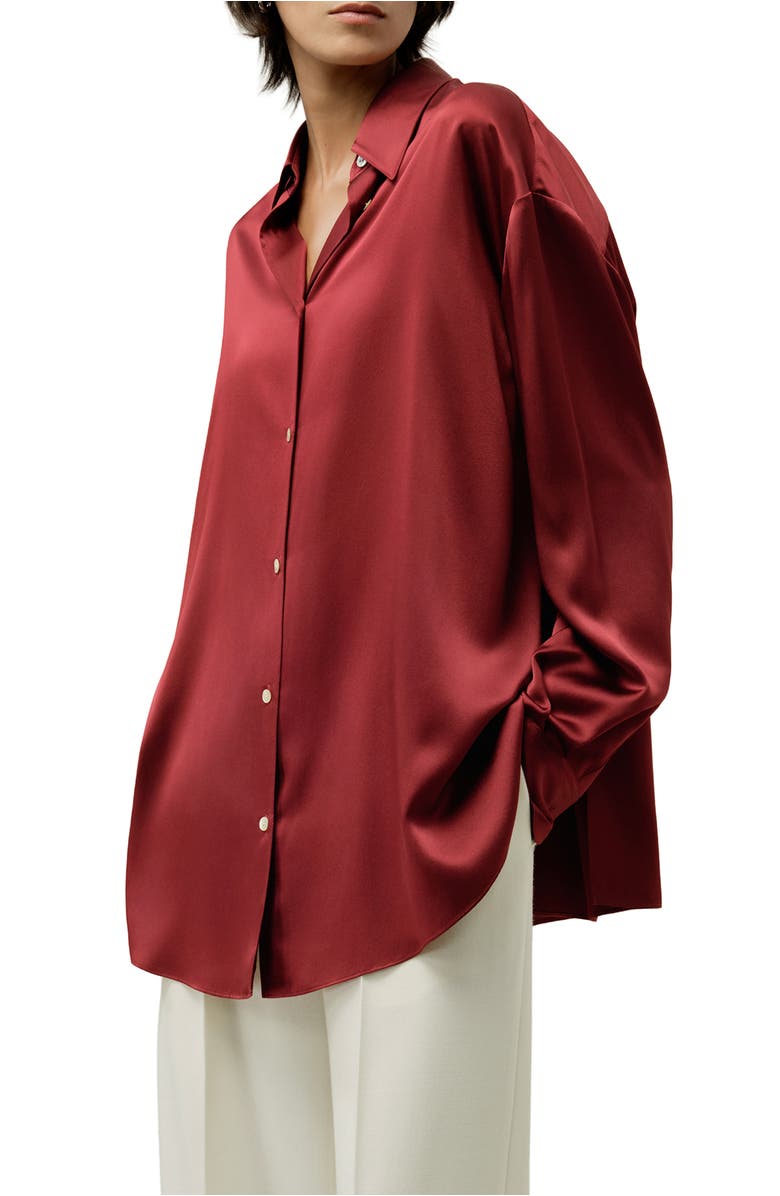 Lilysilk Scarlet Oversize Silk Shirt, Main, color, Scarlet