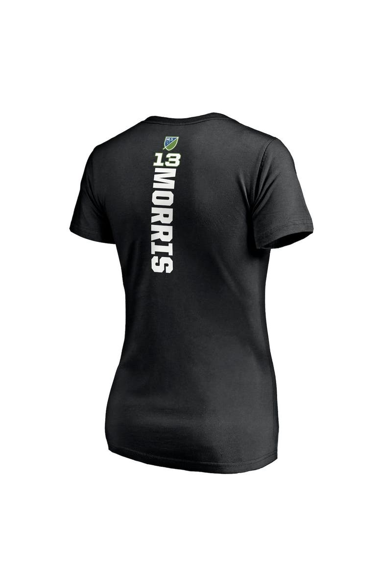 FANATICS Women's Fanatics Branded Jordan Morris Black Seattle Sounders FC Playmaker Name and Number V-Neck T-Shirt, Alternate, color, 