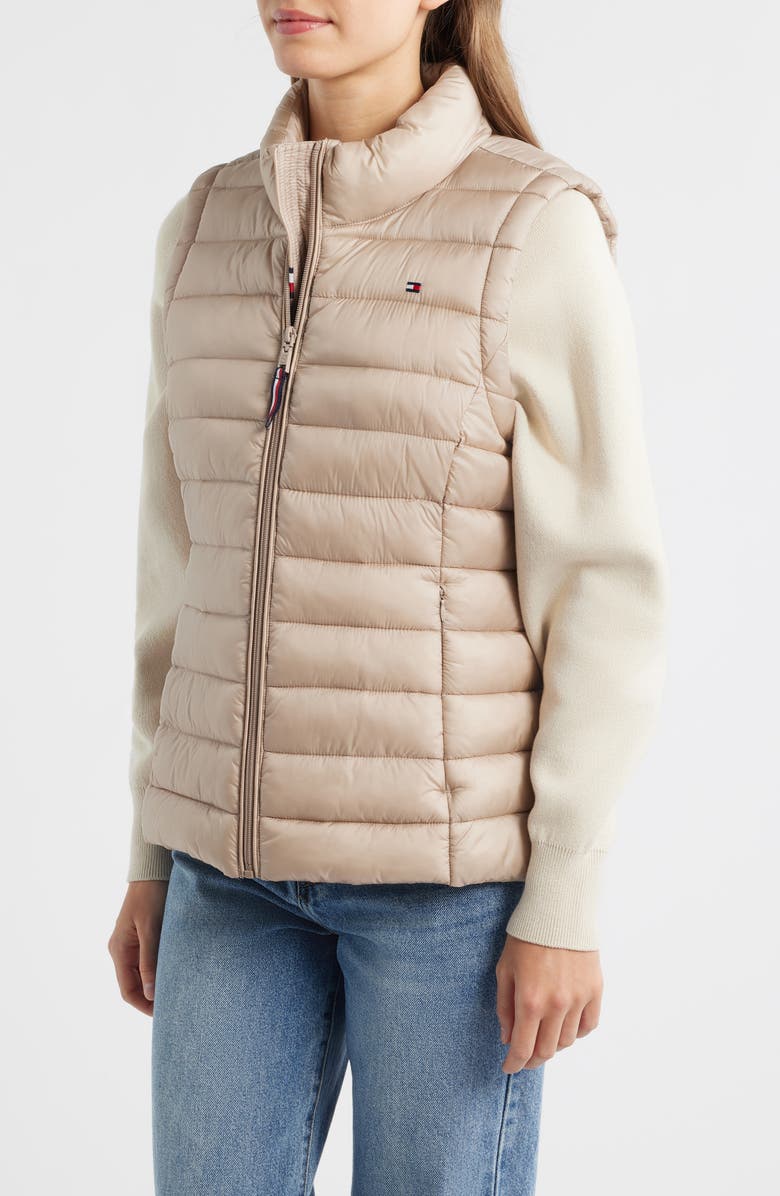 Tommy Hilfiger Quilted Packable Vest, Alternate, color, Champagne
