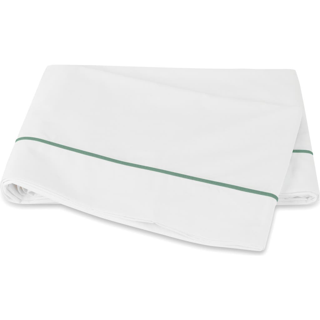Matouk Bergamo 500 Thread Count Cotton Percale Flat Sheet In White