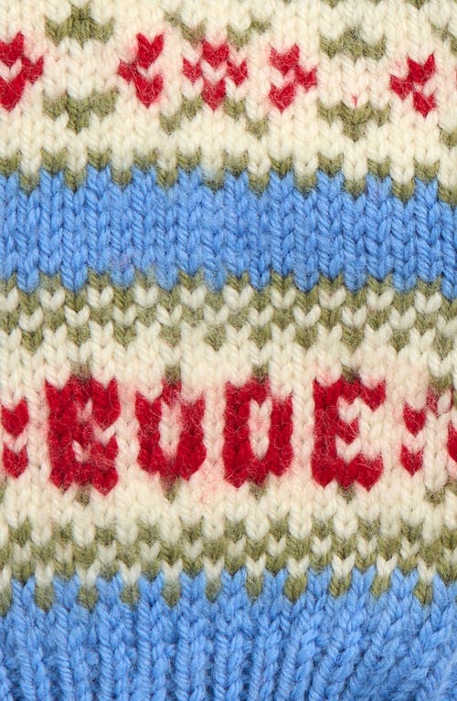 Bode Wedgewood Fair Isle Virgin Wool Mittens In Blue