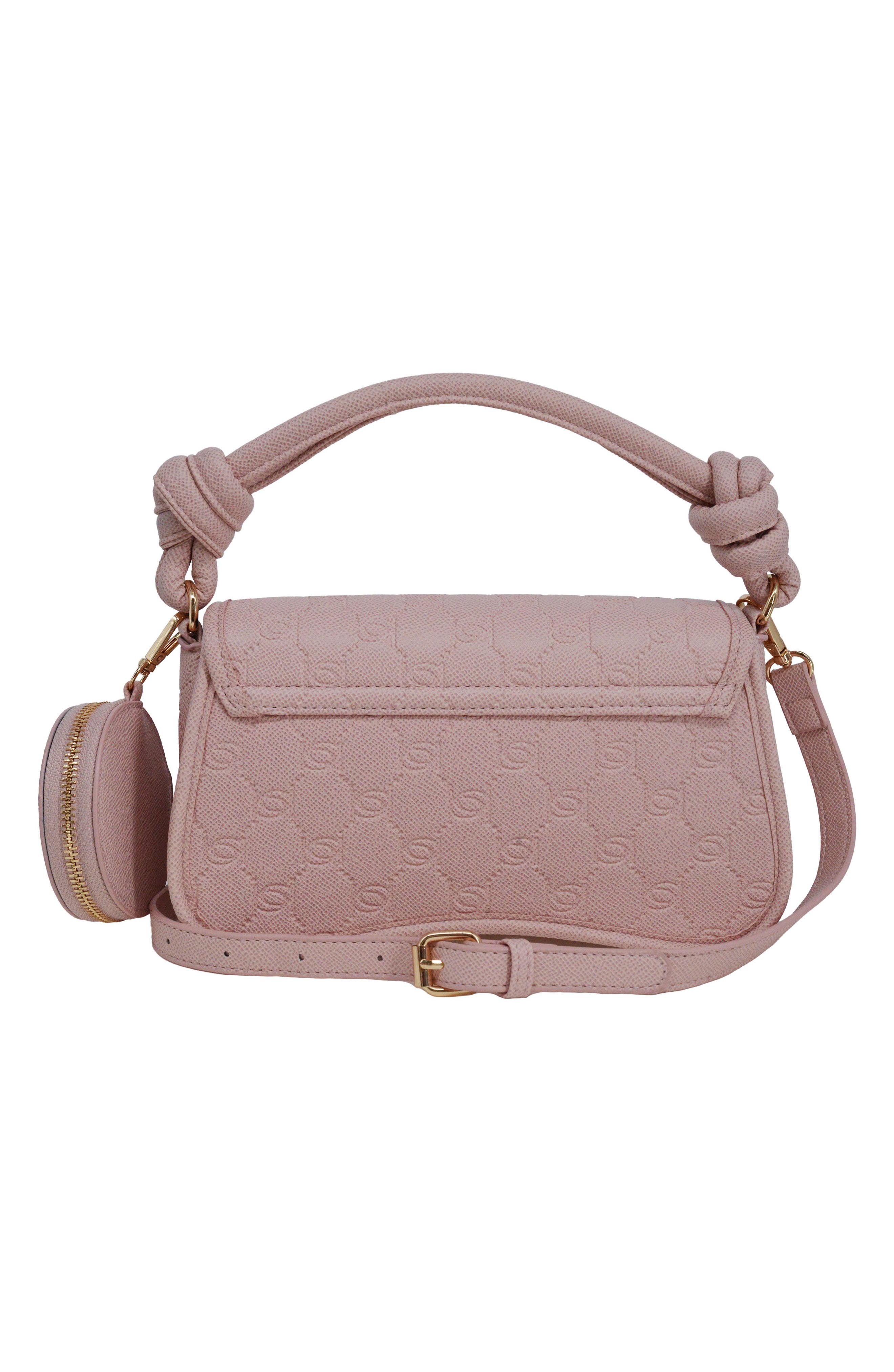 Romina Embossed Satchel with Zip Pouch, Alternate, color, POWDER PINK