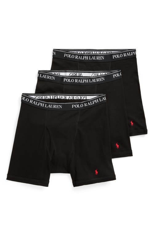 Polo Ralph Lauren 3-pack Wicking Boxer Briefs In Black