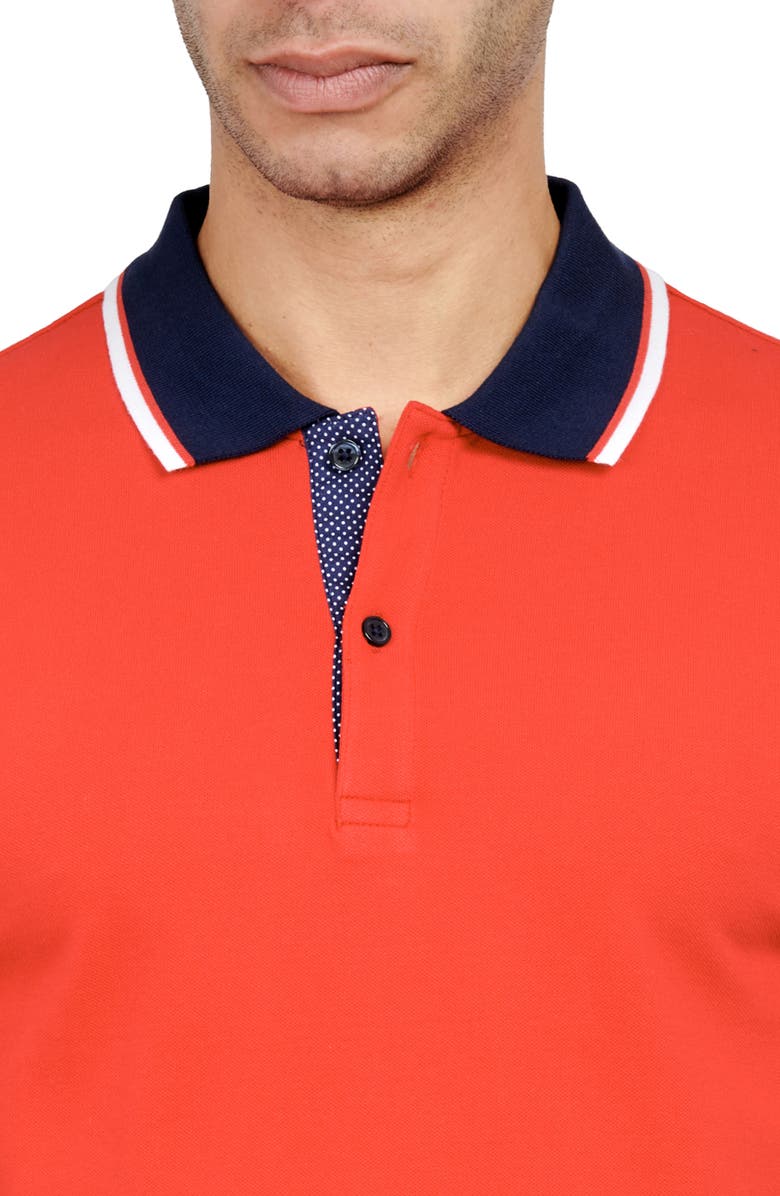 CONSTRUCT Slim Fit Solid Cotton Stretch Pique Polo, Alternate, color, Red