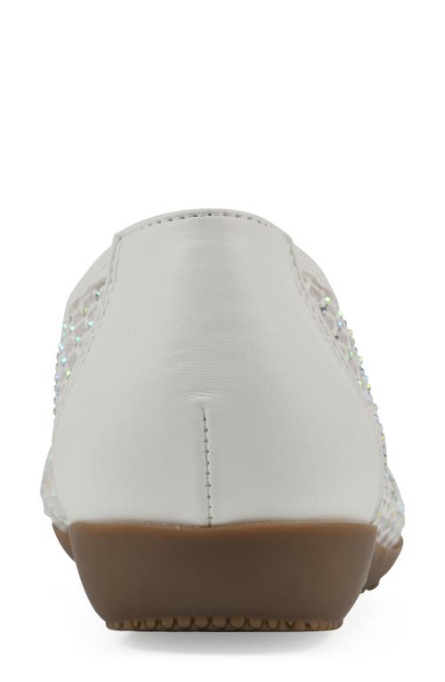 Cliffs By White Mountain Carlicia Rhinestone Mesh Ballet Flat In White Fabric