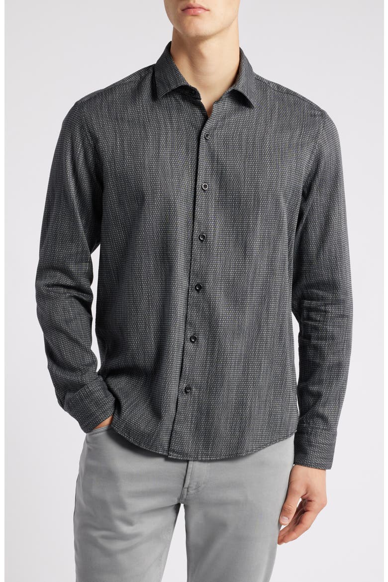 Rufus Cotton Button-Up Shirt, Main, color, BLACK