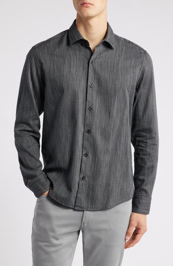 Robert Barakett Rufus Cotton Button-up Shirt In Black